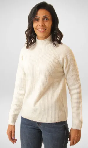 Amisu High Collar Women Pullover - White