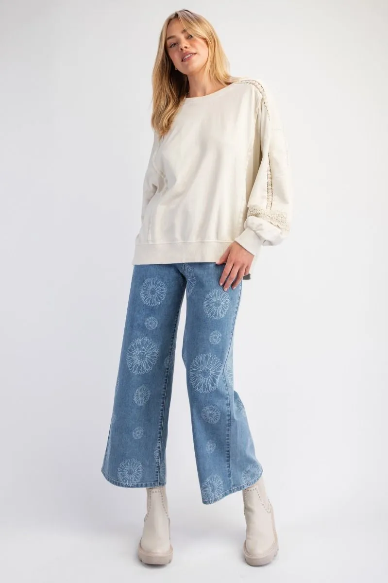 Ava Lace Trim Pullover - Ecru