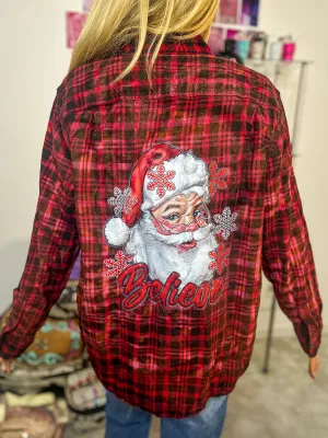 Believe Bleached Washed Plaid Top - Red Mix