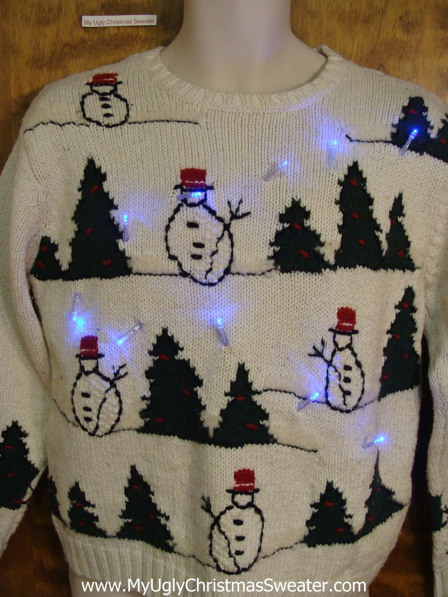 Best 2sided Snowman Light Up Ugly Xmas Sweater