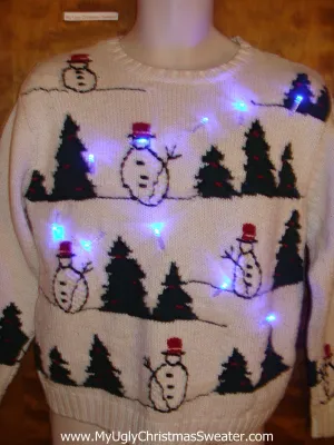 Best 2sided Snowman Light Up Ugly Xmas Sweater