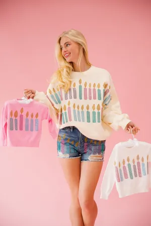 BLOW OUT THE CANDLES CREAM PULLOVER