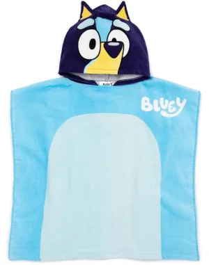 Bluey Kids Blue 3D Ears Towel Poncho Beach Cover Up