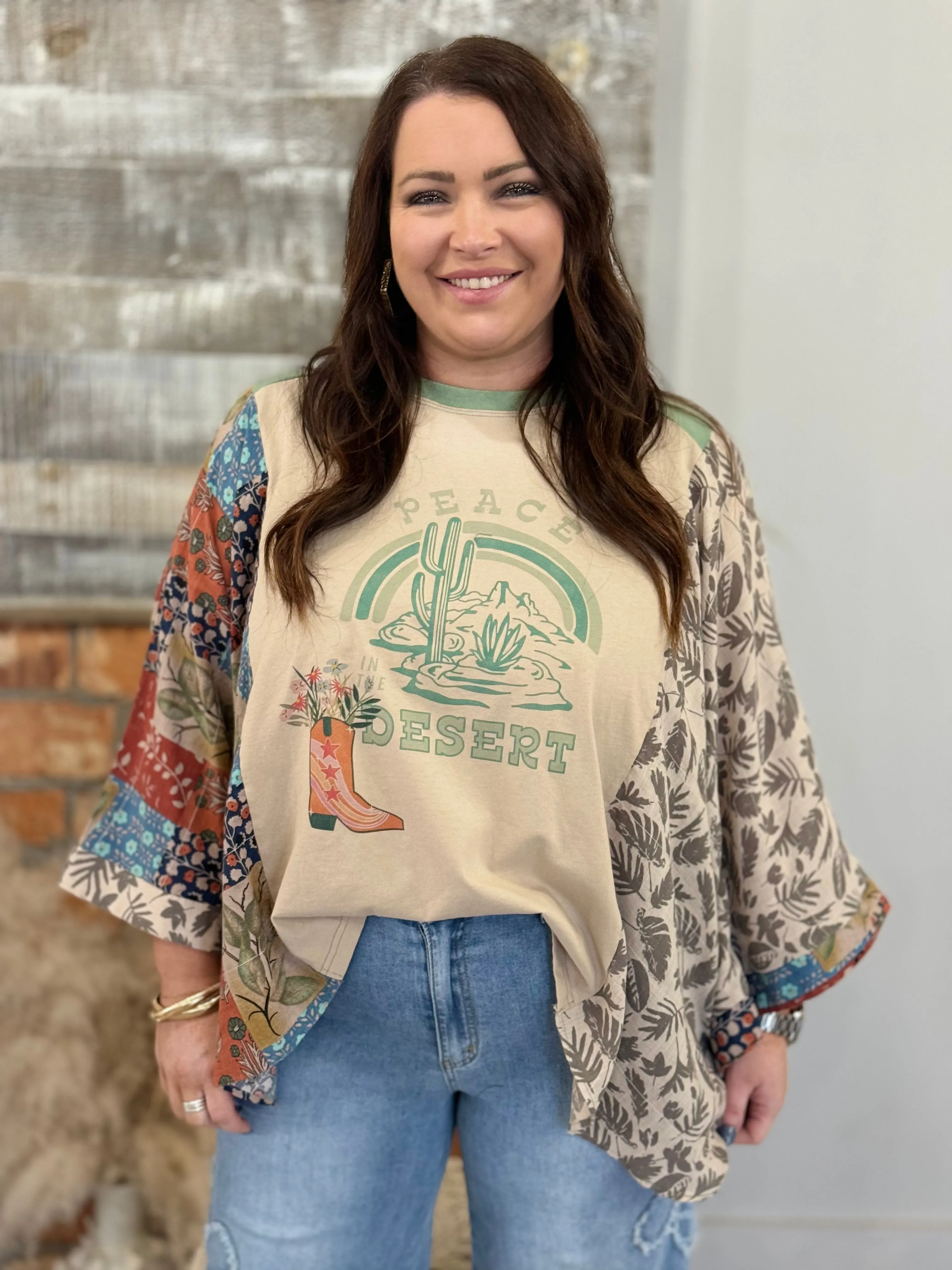 Boho Desert Patchwork Poncho Top