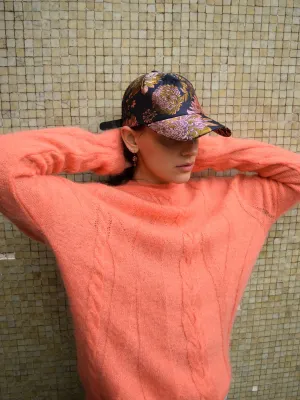 Cable pullover, coral