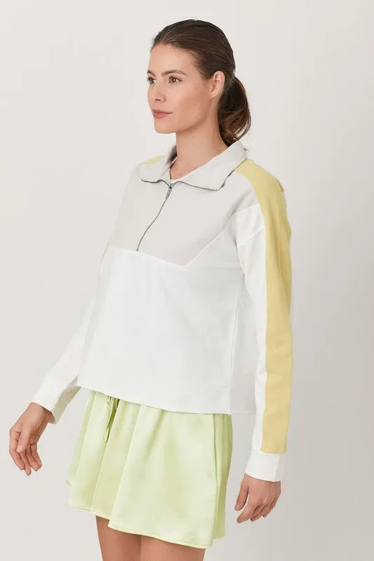 Color Blocked Half Zip Pullover