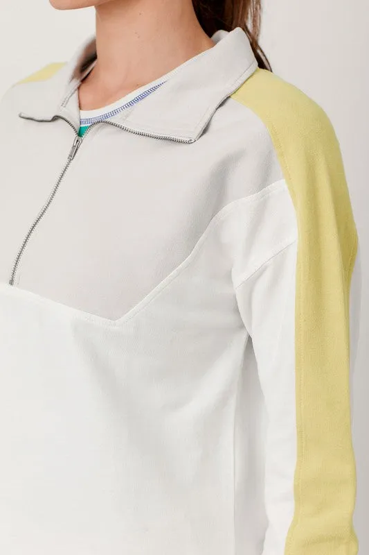 Color Blocked Half Zip Pullover