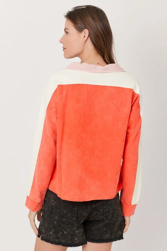 Color Blocked Half Zip Pullover