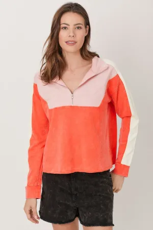 Color Blocked Half Zip Pullover