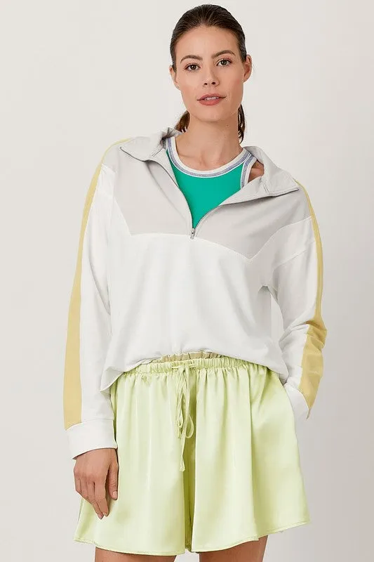 Color Blocked Half Zip Pullover