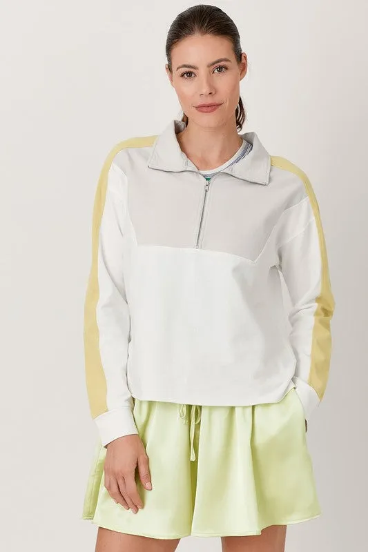 Color Blocked Half Zip Pullover