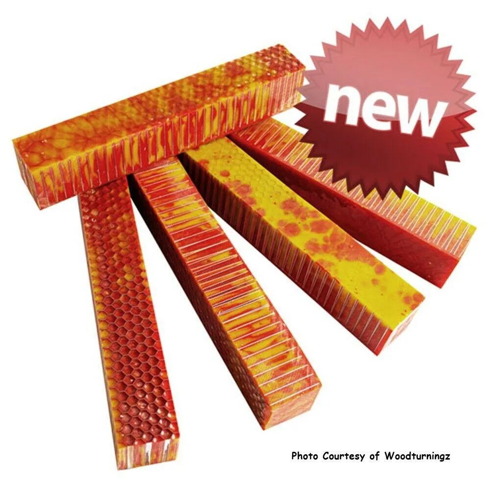 Combz Pen Blank #05 - Red & Gold 3/4" sq x 5"