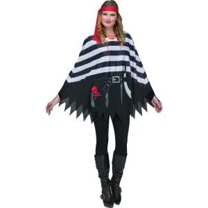 Costume femme poncho pirate noir et blanc Costume femme poncho pirate noir et blanc