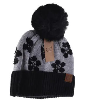 Daisy Patterned Faux Fur C.C Beanie