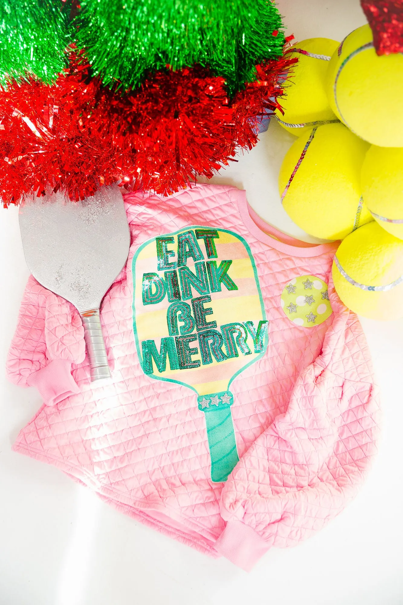 EAT DINK BE MERRY QUILTED PULLOVER