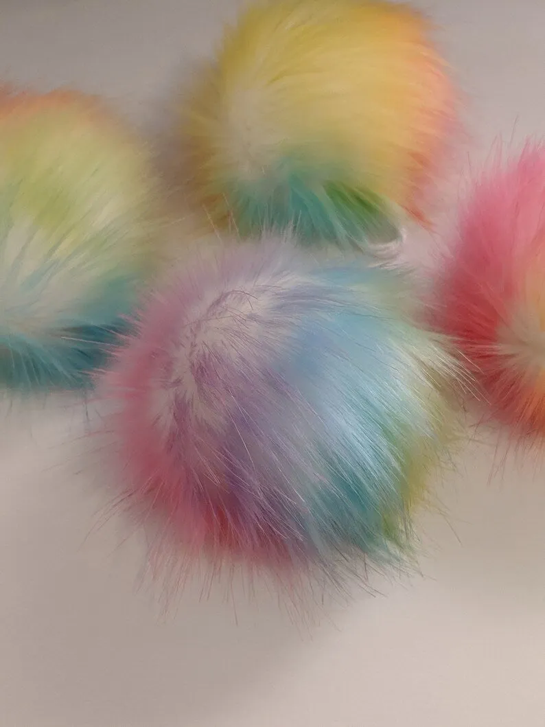 Faux Fur Pom Pom with Ties