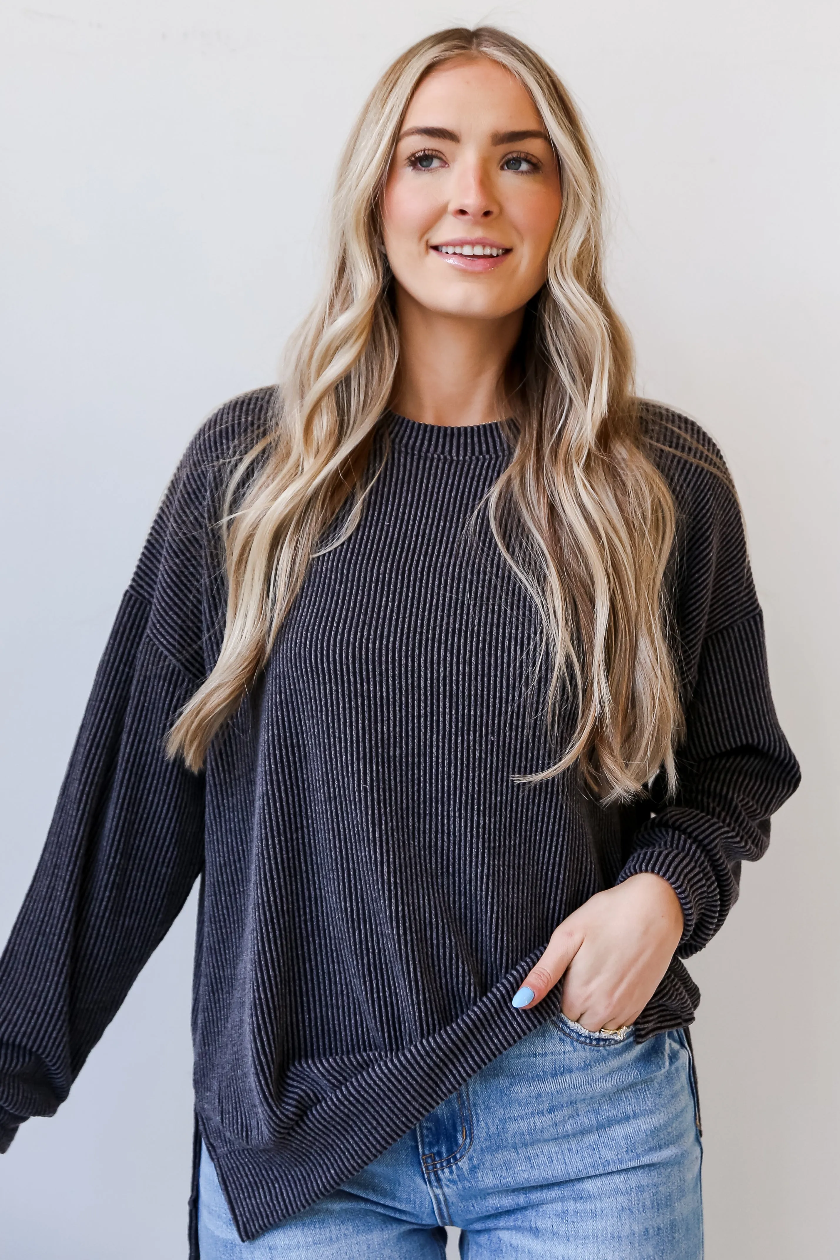 FINAL SALE - Perfect Aesthetic Corded Oversized Pullover