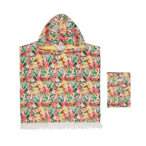 GIRL'S HOODED TERRY PONCHO GARDEN