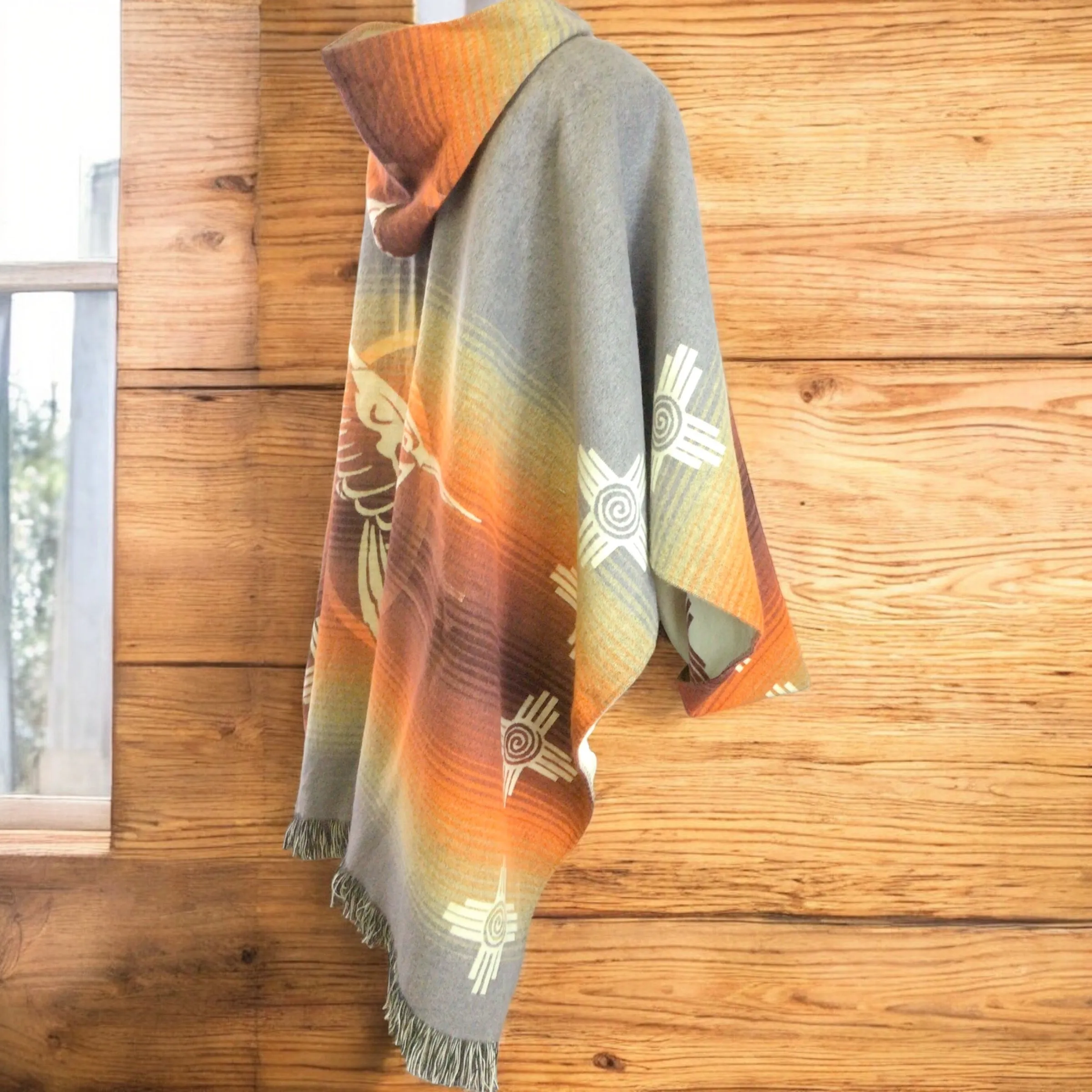 Handmade Ponchos brown and green ( mushroom )