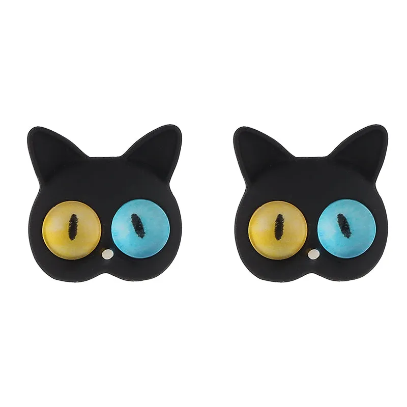 Japanese Cute Black Cat Earrings