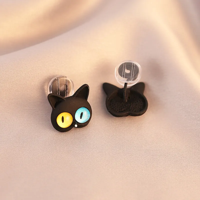 Japanese Cute Black Cat Earrings