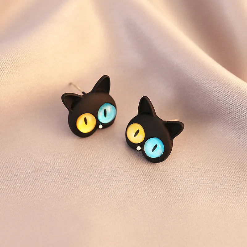 Japanese Cute Black Cat Earrings