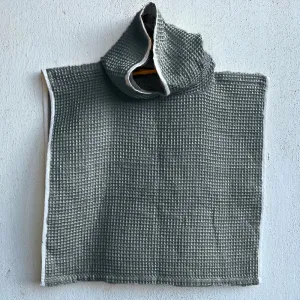 Kids Organic Cotton Waffle Hooded Poncho Towel Set - Grey