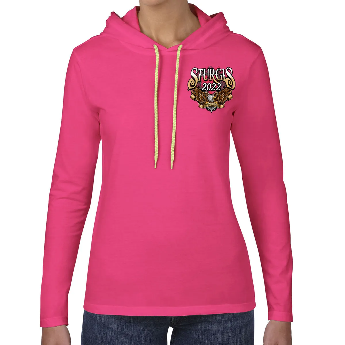 Ladies 2022 Sturgis Motorcycle Rally NEO Eagle Long Sleeve Hoodie