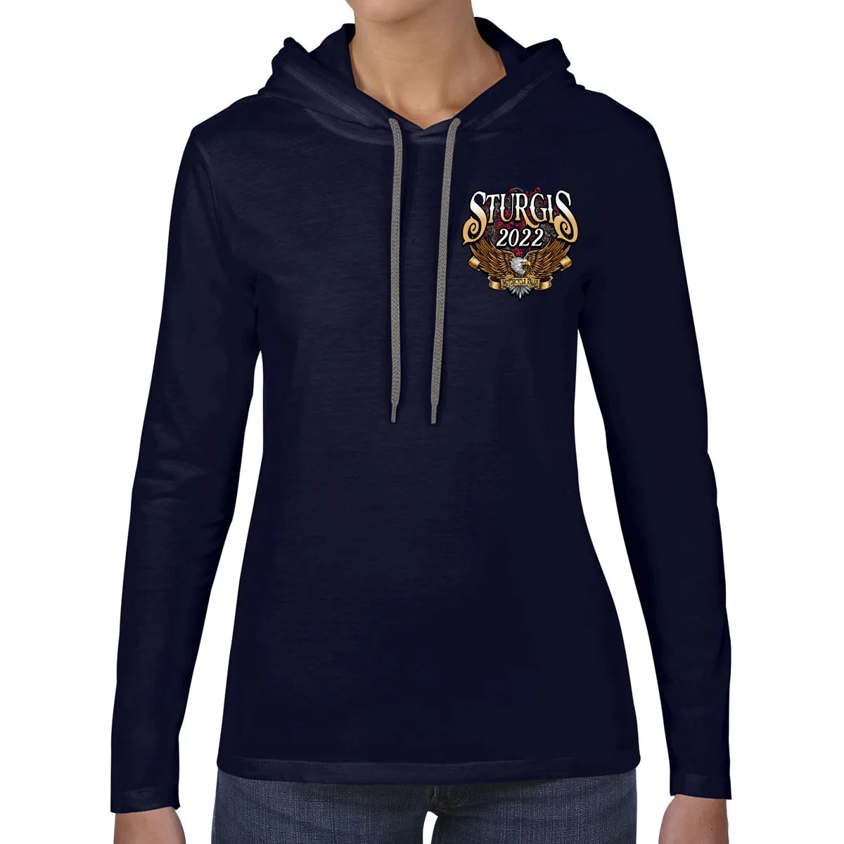 Ladies 2022 Sturgis Motorcycle Rally NEO Eagle Long Sleeve Hoodie