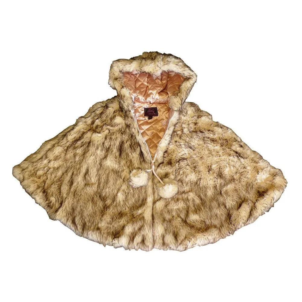 Little Girls Crystal Fox Faux Poncho 1T-6
