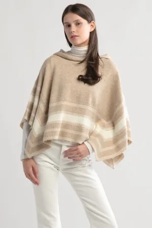 Look By M Striped Hood Cape Poncho