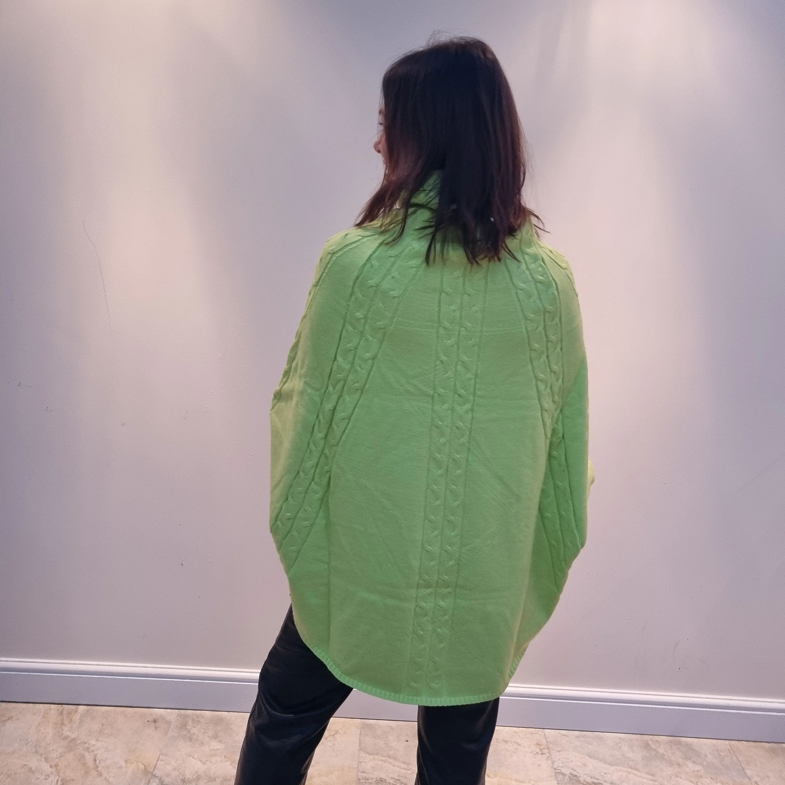Malissa J Turtle Neck Cable Knit Poncho Style Jumper