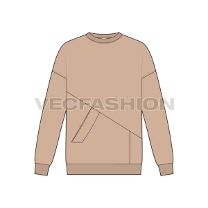 Men Oversized Sweater Flat Sketch