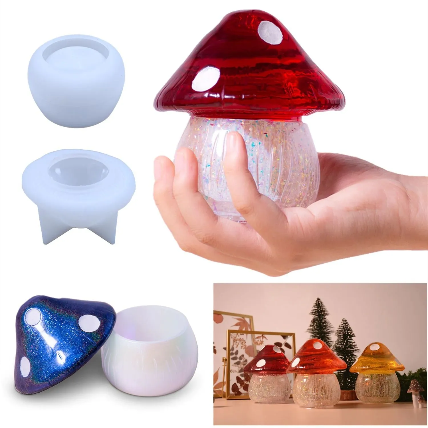 Mushroom Silicone Resin Mold Trinket Box