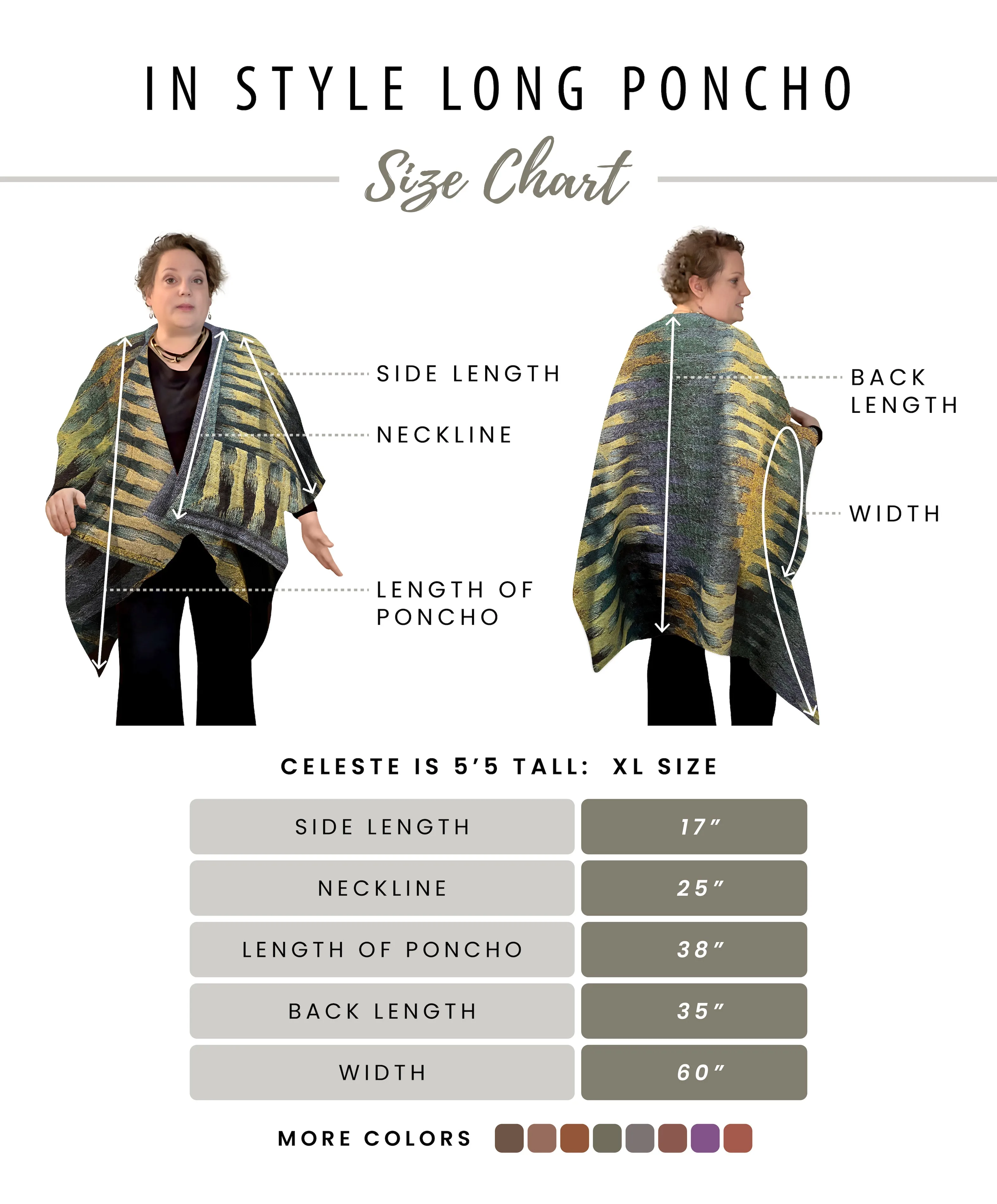 NEW ! In Style Regular Poncho in Reversible Morocco Green colors   Free Bag