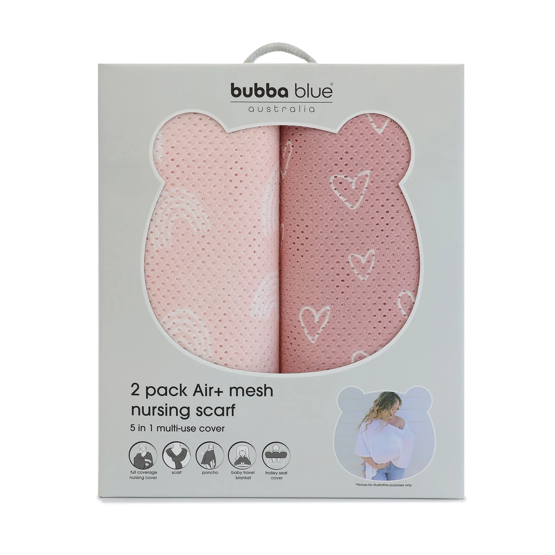 Nordic 2pk AIR  Mesh Nursing Scarf Berry/Rose