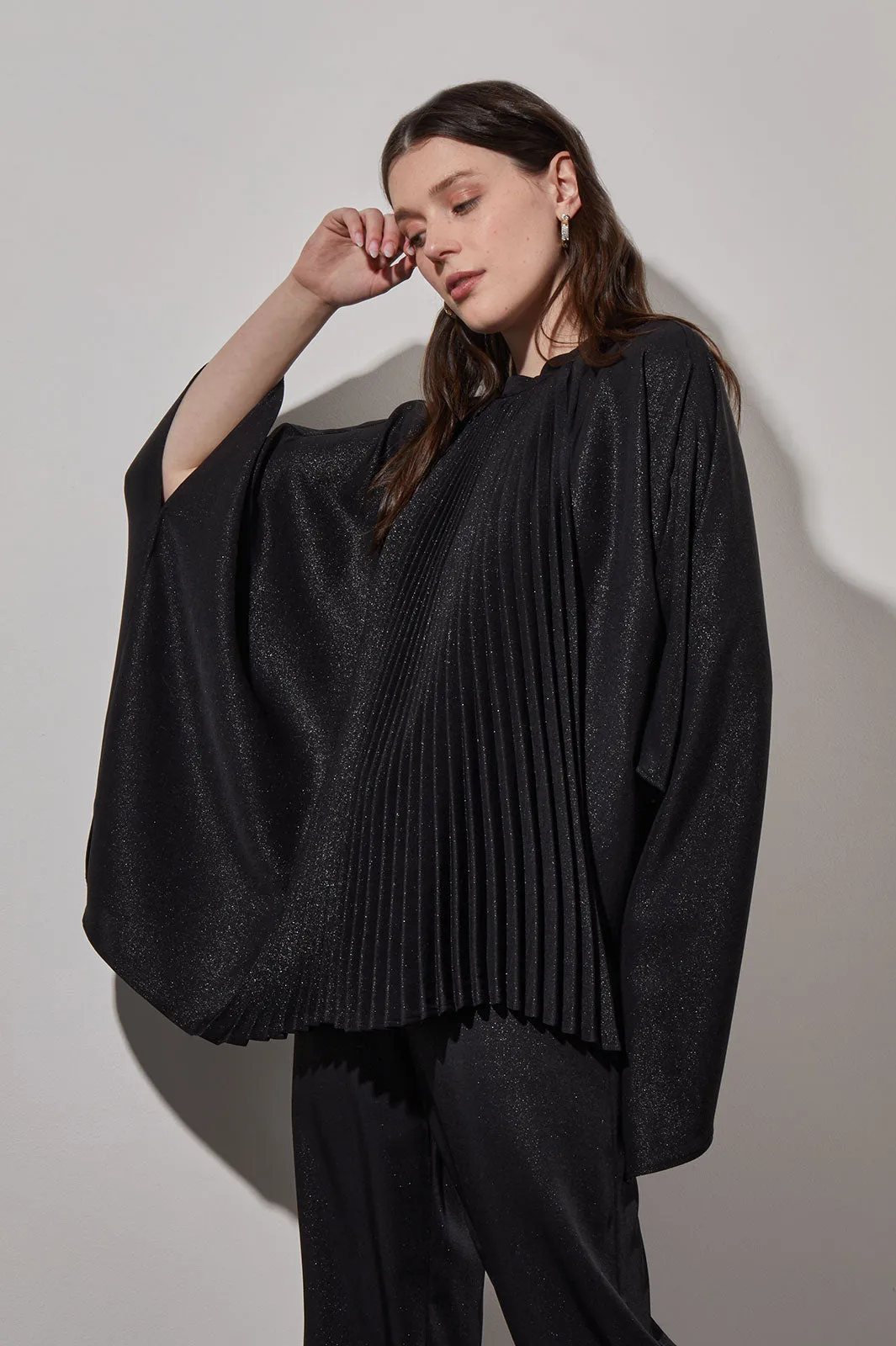 Pleated Poncho - Shimmer Woven