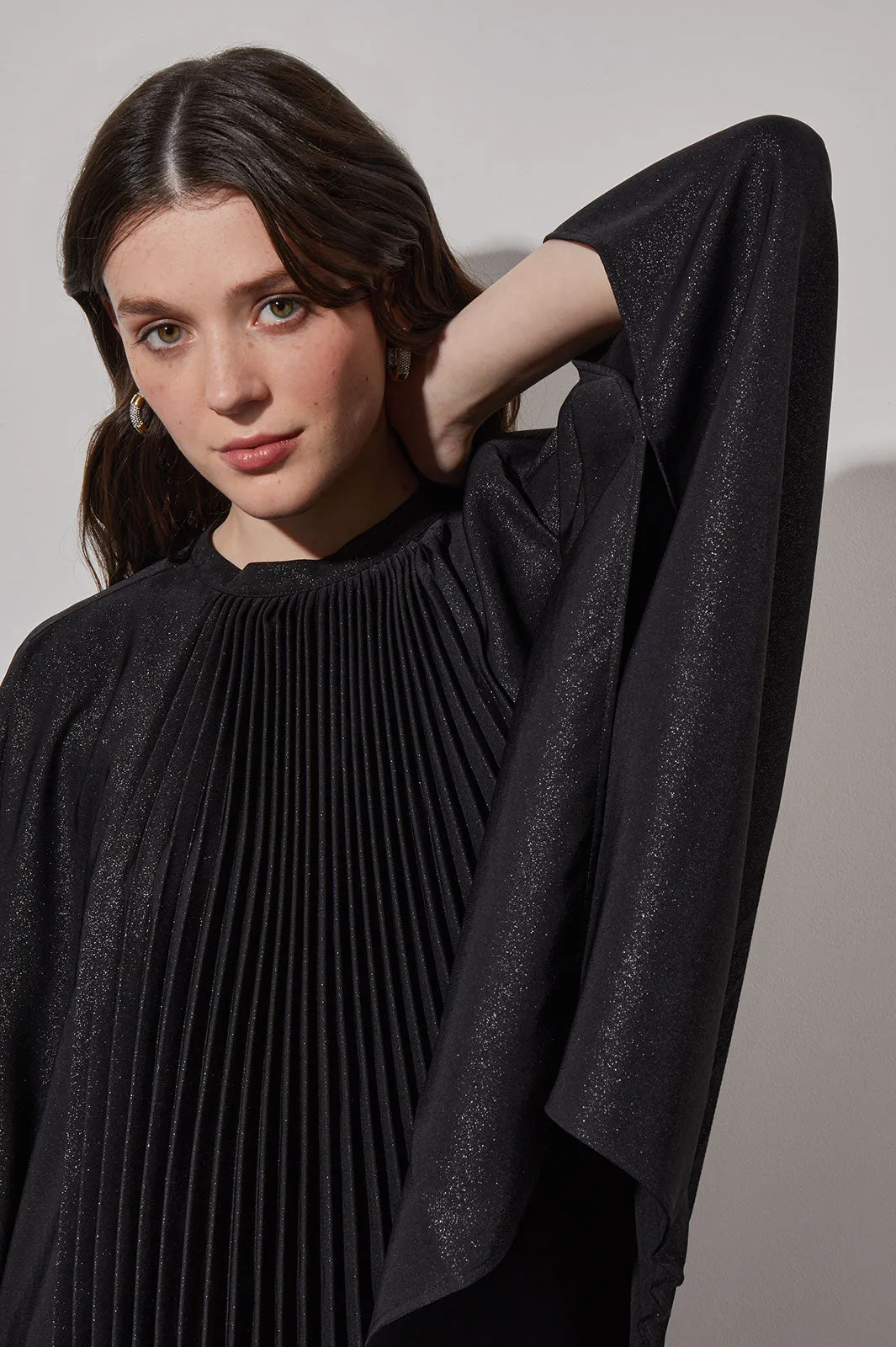 Pleated Poncho - Shimmer Woven