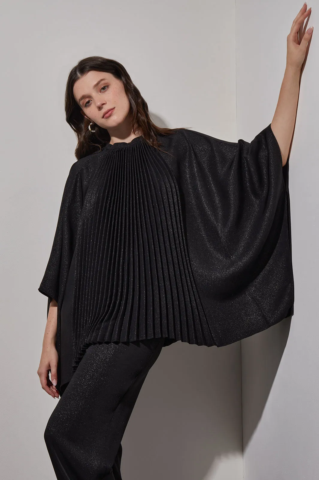Pleated Poncho - Shimmer Woven