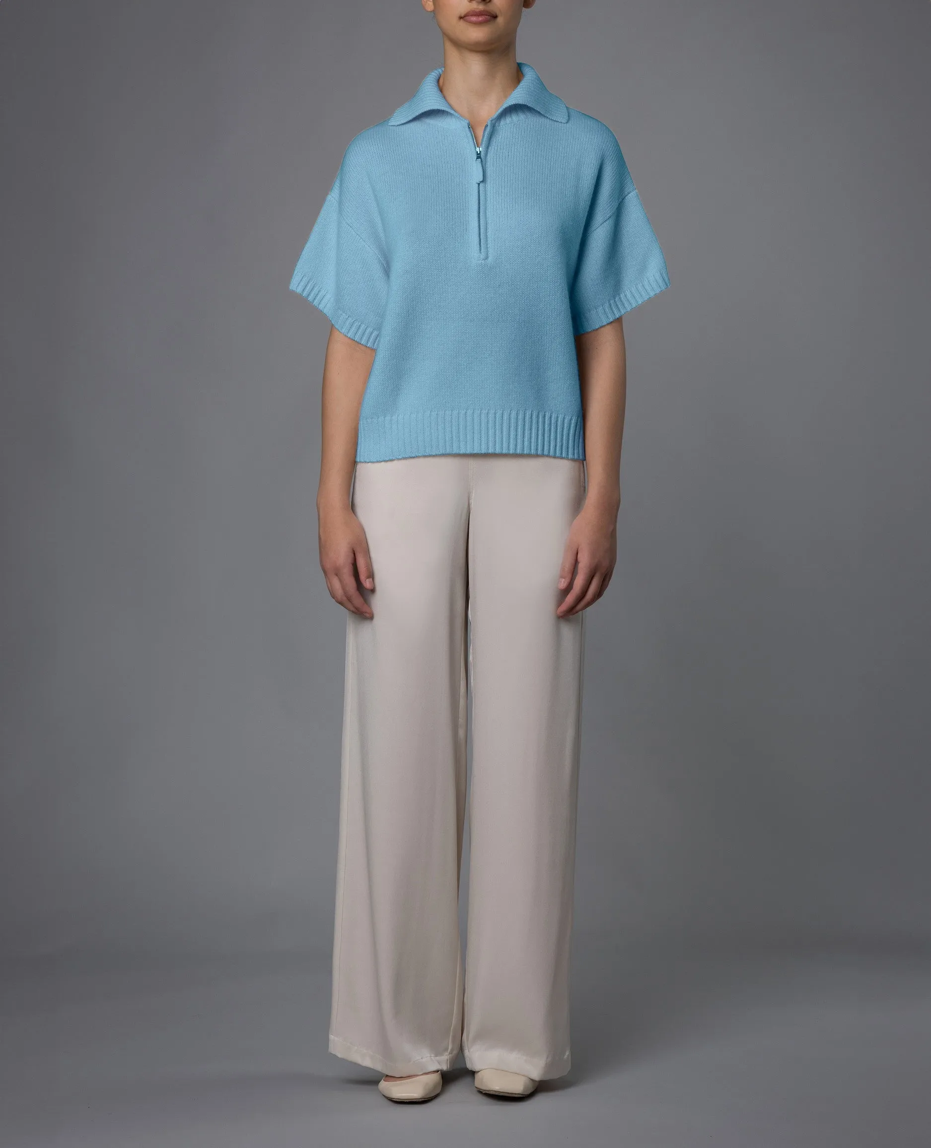 Polo Pullover aus Cashmere in Blau