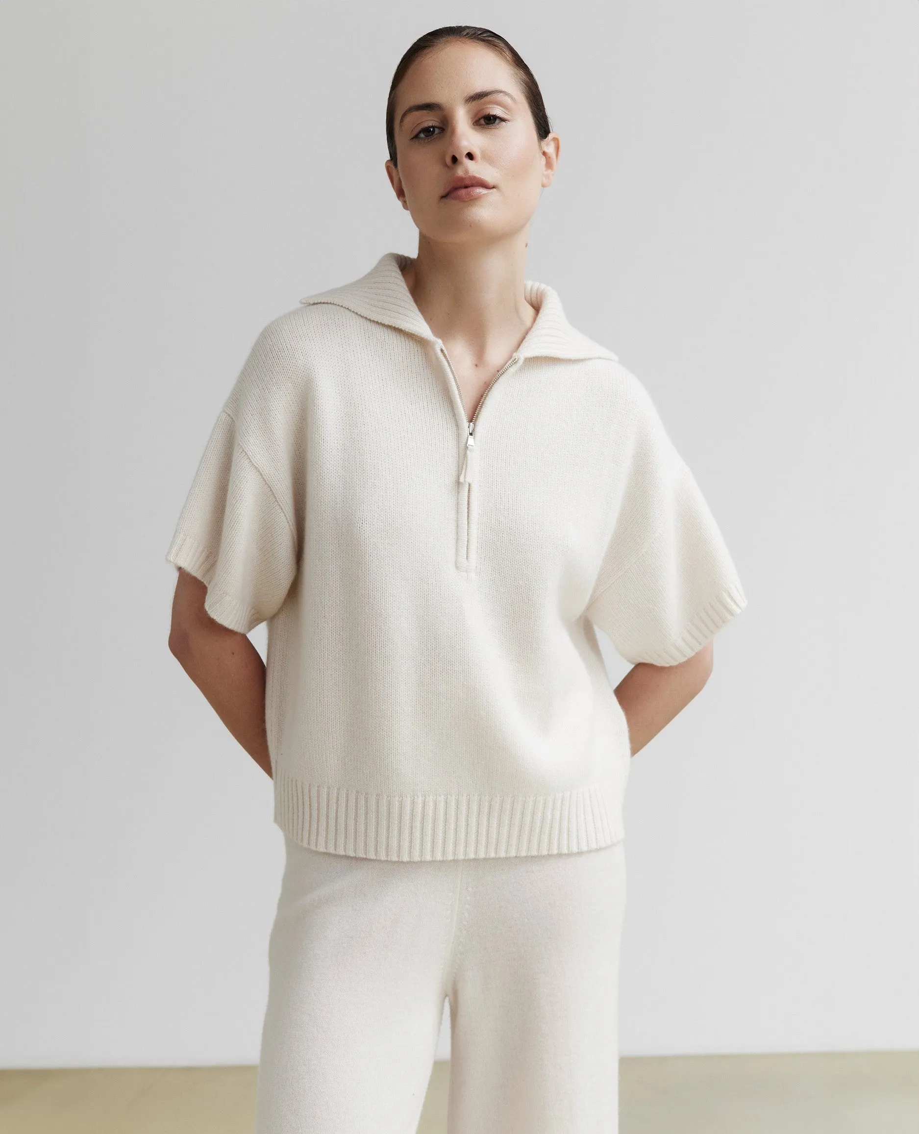 Polo Pullover aus Cashmere in Blau