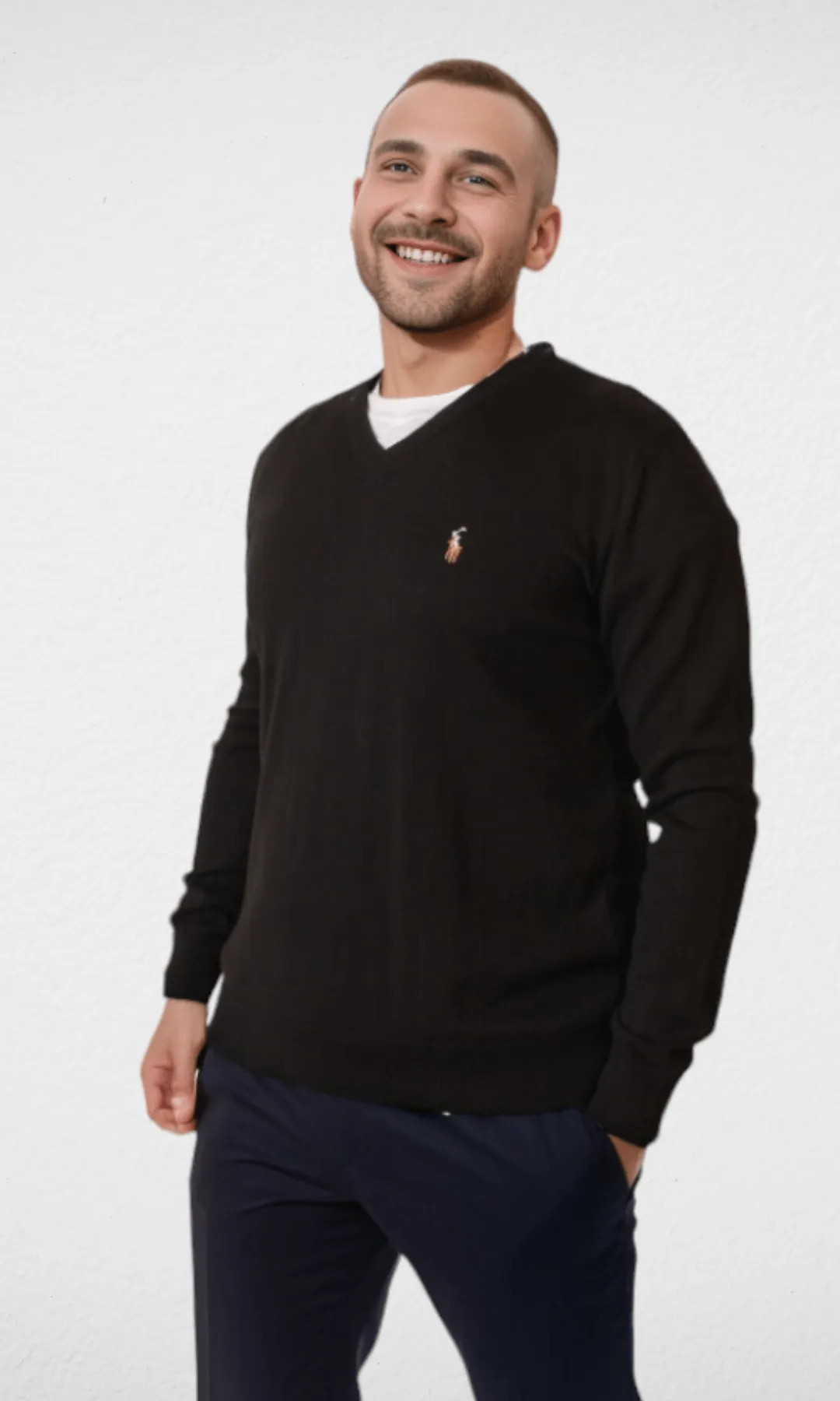 Polo V-Neck Pullover RL - Black