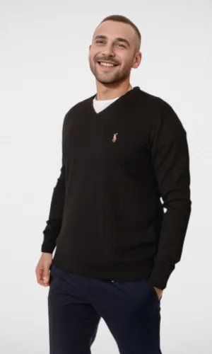 Polo V-Neck Pullover RL - Black
