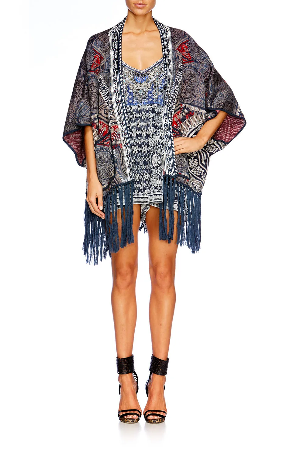 PONCHO WITH POCKETS & FRINGING TEACHER'S PET