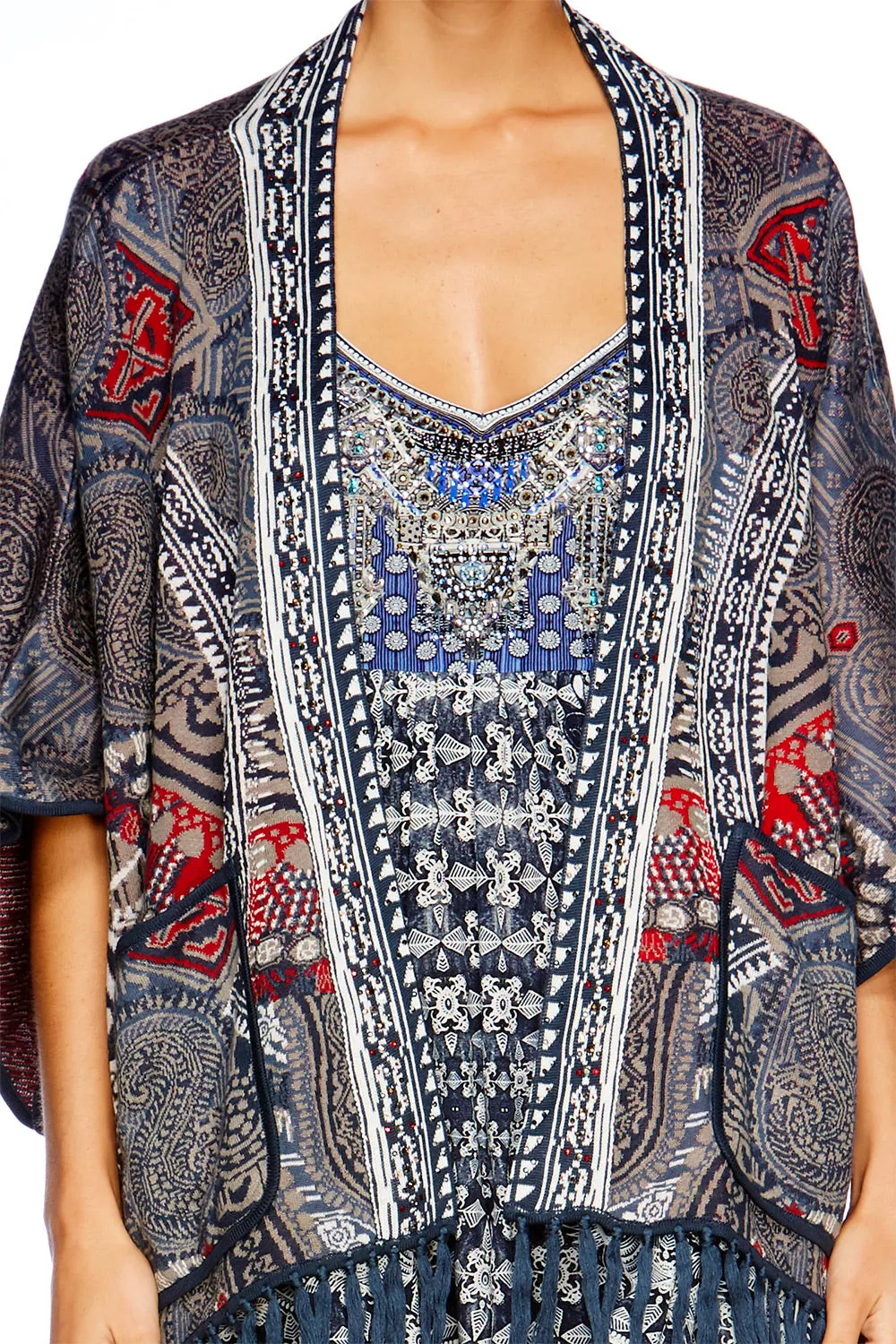 PONCHO WITH POCKETS & FRINGING TEACHER'S PET