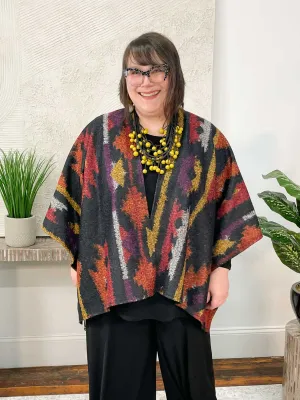 Printed Boucle Ruana Poncho, Sante Fe