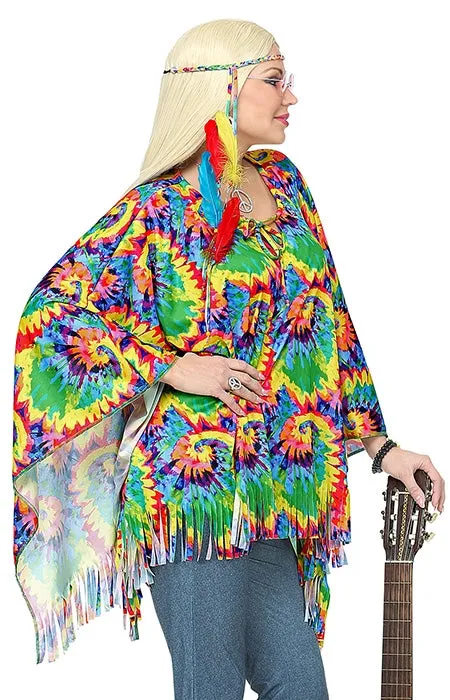 Psychedelischer Hippie Poncho mit Stirnband