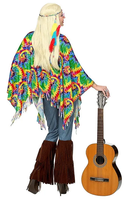 Psychedelischer Hippie Poncho mit Stirnband