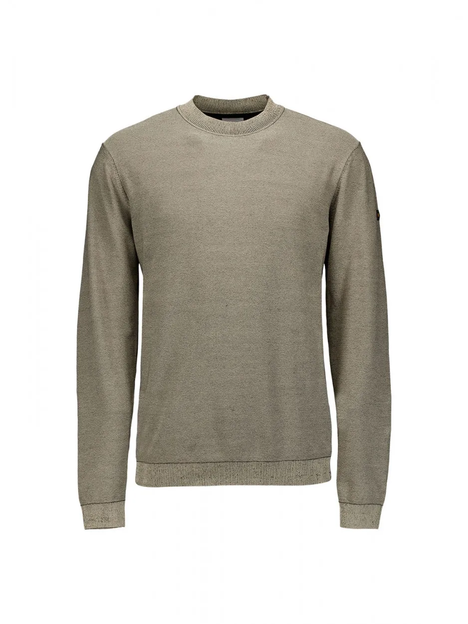 Pullover Crewneck 2 Coloured Jacquard | Stone