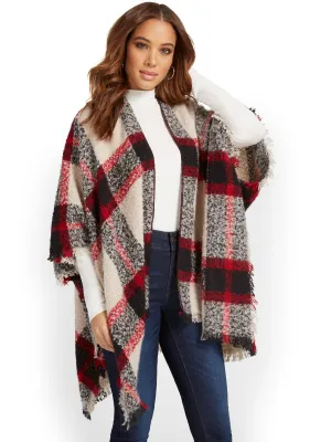 Red & Grey Plaid Fringe Wrap - Brands We Love